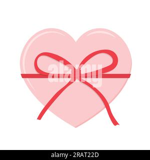 heart-shaped gift box with ribbon, birthday, valentine present concept - vector illustration Stock Vector