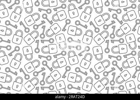 seamless pattern with padlocks and keys, security, protection concept- vector illustration Stock Vector
