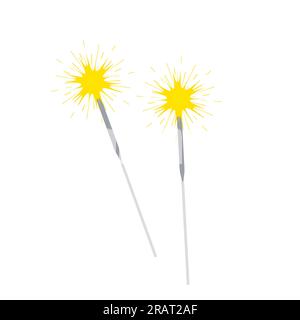 burning sparklers, celebration of Christmas, New Years Eve - vector illustration Stock Vector