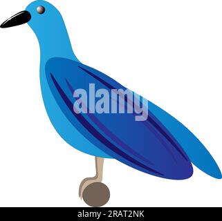 Bright blue bird, children's drawing. Vector illustration Stock Vector