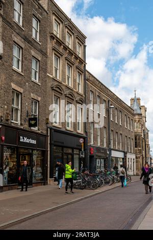 A view of city centre shops in Sidney Street, Cambridge, UK Stock Photo