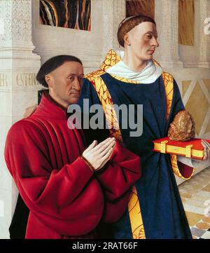 Etienne Chevalier with St. Stephen 1454 by Jean Fouquet Stock Photo