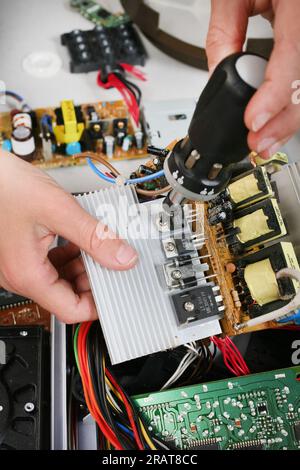 Computer components are repaired Stock Photo