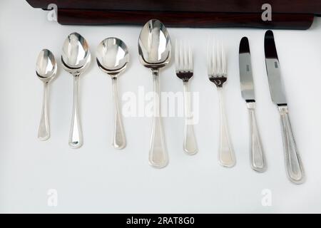 Viners 58 Piece canteen Service Silver Cutlery Set Traditional Bead Style Stock Photo