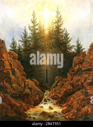 Cross in the forrest 1820 by Caspar David Friedrich Stock Photo