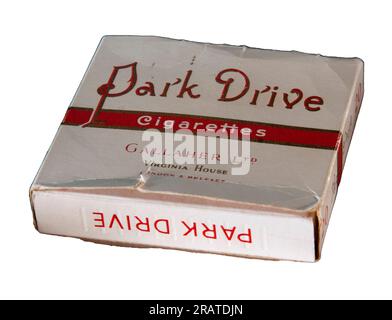 Vintage packet of 20 Park Drive cigarettes made by Gallaher Ltd Stock Photo 