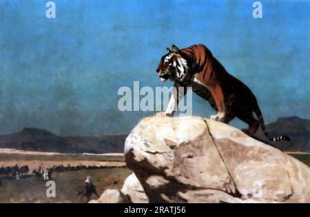 Tiger on the Watch by Jean-Leon Gerome Stock Photo
