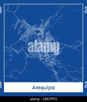 Arequipa Peru South America City map blue print vector illustration Stock Vector