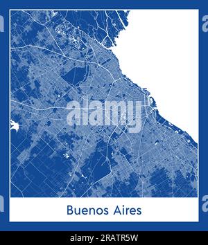 Buenos Aires Argentina South America City map blue print vector illustration Stock Vector