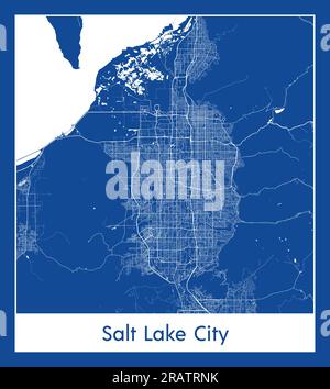 Salt Lake City United States North America City map blue print vector illustration Stock Vector