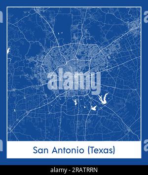 San Antonio Texas United States North America City map blue print vector illustration Stock Vector