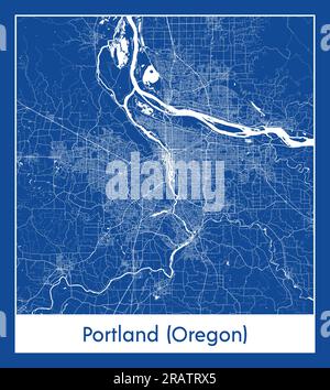 City Map Portland Oregon United - Portland Oregon United States North America City Map Blue Print Vector Illustration 2ratrx5