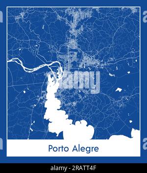 Porto Alegre Brazil South America City map blue print vector illustration Stock Vector