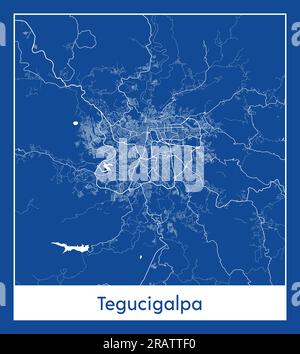 Tegucigalpa Honduras North America City map blue print vector illustration Stock Vector