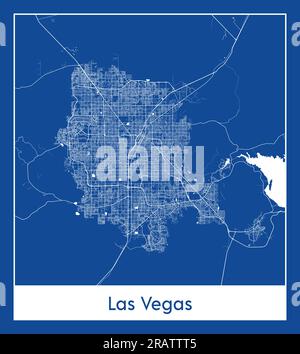 Las Vegas United States North America City map blue print vector illustration Stock Vector