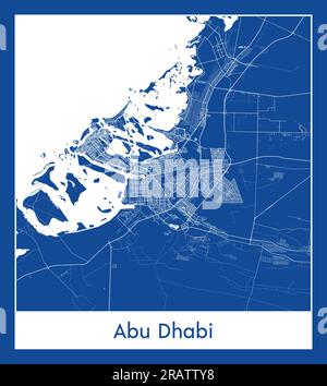 Abu Dhabi United Arab Emirates Asia City map blue print vector illustration Stock Vector