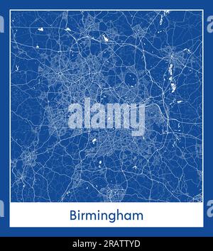 Birmingham United Kingdom Europe City map blue print vector illustration Stock Vector