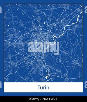 City map of Turin Italy Stock - Turin Italy Europe City Map Blue Print Vector Illustration 2ratw7t