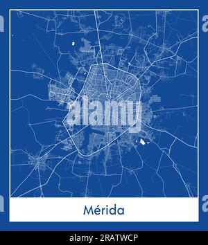 City Map Merida Mexico North America Blue Print Round Circle Vector Illustration Stock Vector