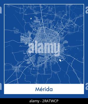 Merida Mexico North America City map blue print vector illustration Stock Vector