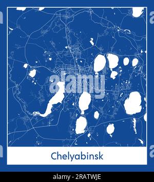 Chelyabinsk Russia Asia City map blue print vector illustration Stock Vector