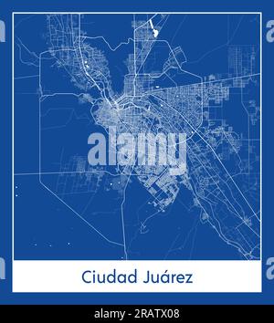 Ciudad Juarez Mexico City Map in Black and White Color in Retro Style ...