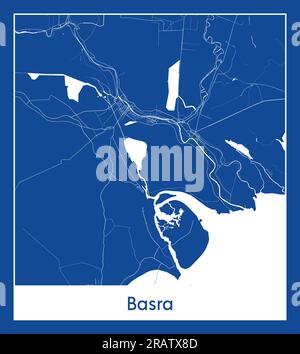 Basra Iraq Asia City map blue print vector illustration Stock Vector