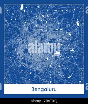 Bengaluru India Asia City map blue print vector illustration Stock Vector