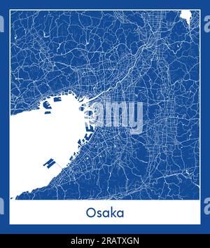 Osaka Japan Asia City map blue print vector illustration Stock Vector