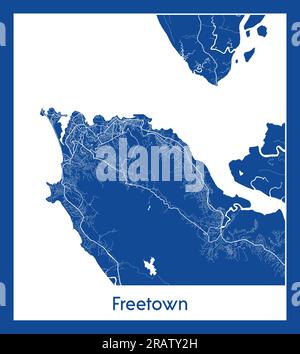 Freetown Sierra Leone Africa City map blue print vector illustration Stock Vector