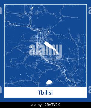 Tbilisi Georgia Asia City map blue print vector illustration Stock Vector
