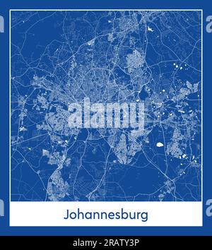 Johannesburg South Africa Africa City map blue print vector illustration Stock Vector