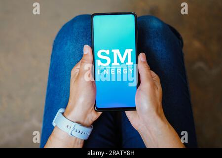 Brazil. 5th July, 2023. In this photo illustration, the SM Energy Company logo is displayed on a smartphone screen. (Credit Image: © Rafael Henrique/SOPA Images via ZUMA Press Wire) EDITORIAL USAGE ONLY! Not for Commercial USAGE! Stock Photo