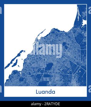 Luanda Angola Africa City map blue print vector illustration Stock Vector