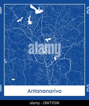 Antananarivo Madagascar Africa City map blue print vector illustration Stock Vector