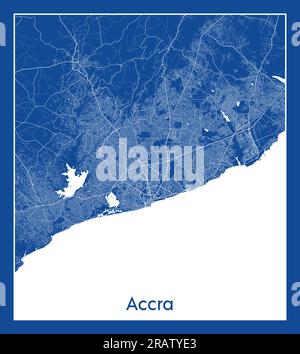Accra Ghana Africa City map blue print vector illustration Stock Vector