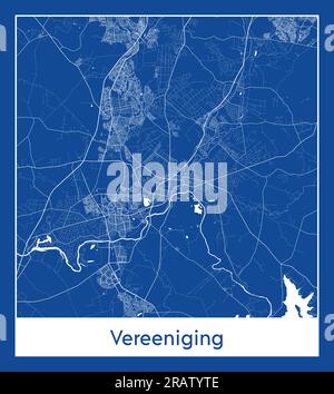Vereeniging South Africa Africa City map blue print vector illustration Stock Vector