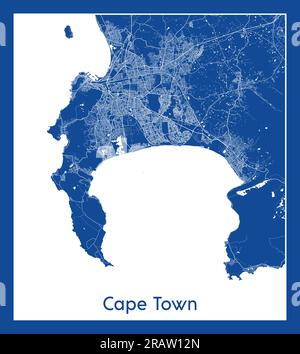 Cape Town South Africa Africa City map blue print vector illustration Stock Vector