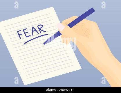 fear written on a piece of paper - vector illustration Stock Vector