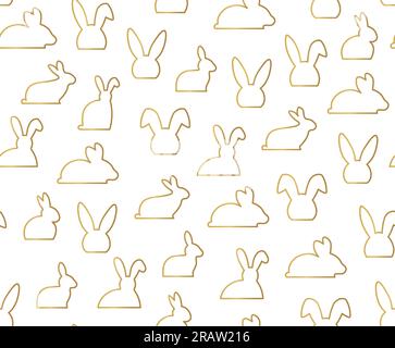 golden easter bunny seamless pattern - vector illustration Stock Vector