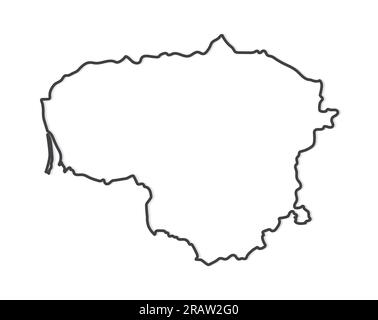 black outline of Lithuania map- vector illustration Stock Vector