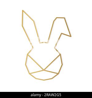 golden geometric bunny icon -vector illustration Stock Vector