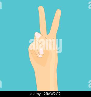 hand showing victory sign - vector illustration Stock Vector