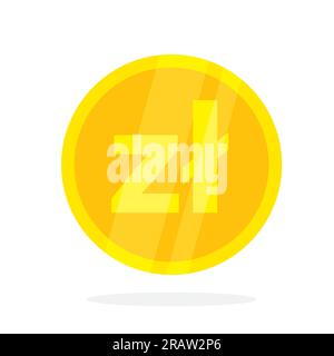 Polish zloty currency gold coin. Vector illustration. Infographics for ...