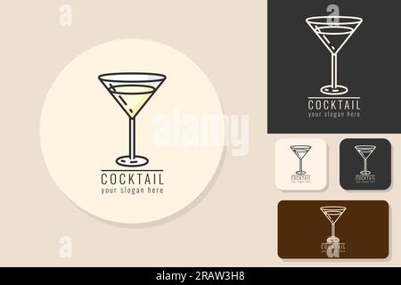 Logo cocktail set vector illustration,minimal design icon on a different background.Vector illustration. Stock Vector