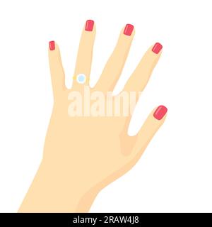 hand with engagement ring - vector illustration Stock Vector