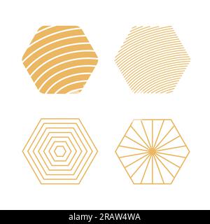 set of golden honey combs, hexagons- vector illustration Stock Vector