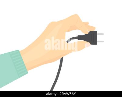 hand hollding electric plug- vector illustration Stock Vector