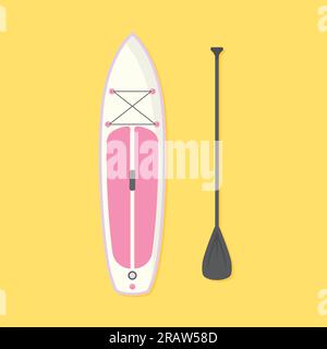 SUP (Stand Up Paddle) board and paddle- vector illustration Stock Vector