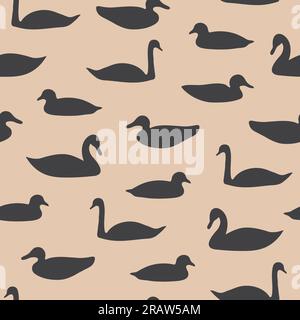 seamless pattern of water birds (swan, duck, coot), great for wrapping, textile, wallpaper- vector illustration Stock Vector